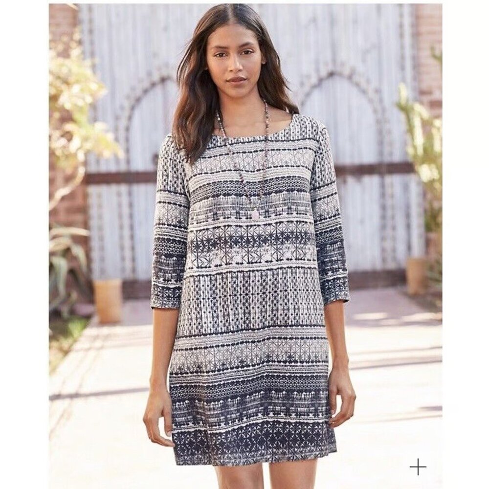 Garnet Hill Black and White Patterned Mini Dress